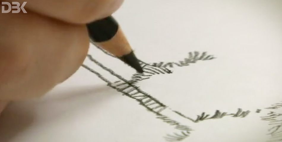 disegno a mano illustrazione a matita per spot tv